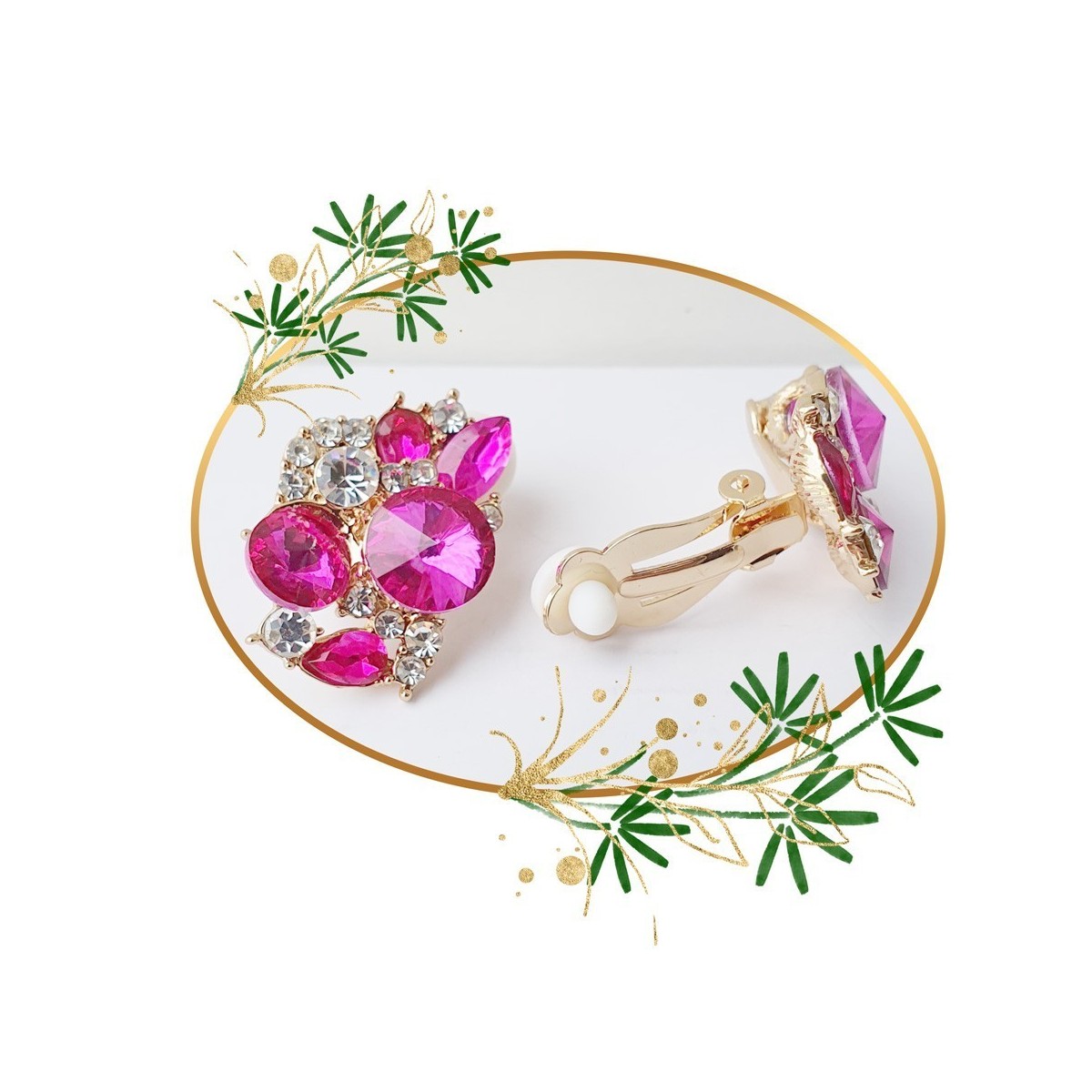 Boucles d'oreilles clips, ornée de strass Boucles d'oreilles clips, ornée de strass