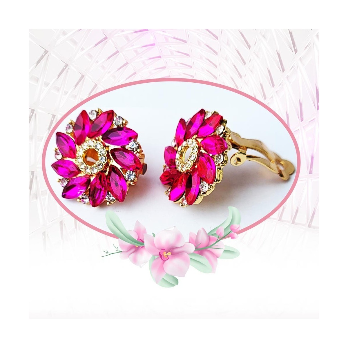 Boucles d'oreilles clips, un bouquet de pétales de fleurs Boucles d'oreilles clips, un bouquet de pétales de fleurs