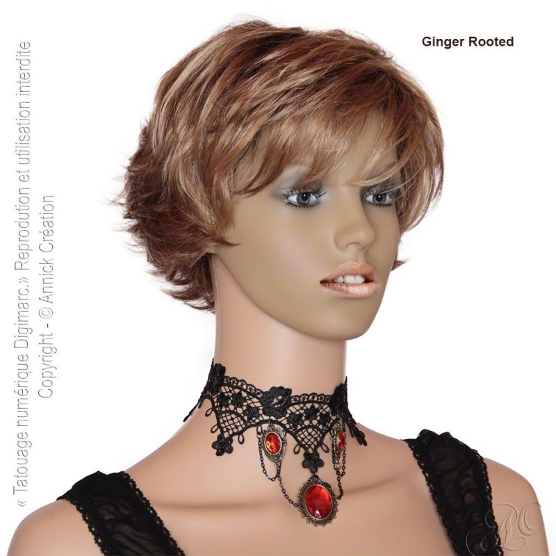 Perruque courte monofilament, avec effet naturel