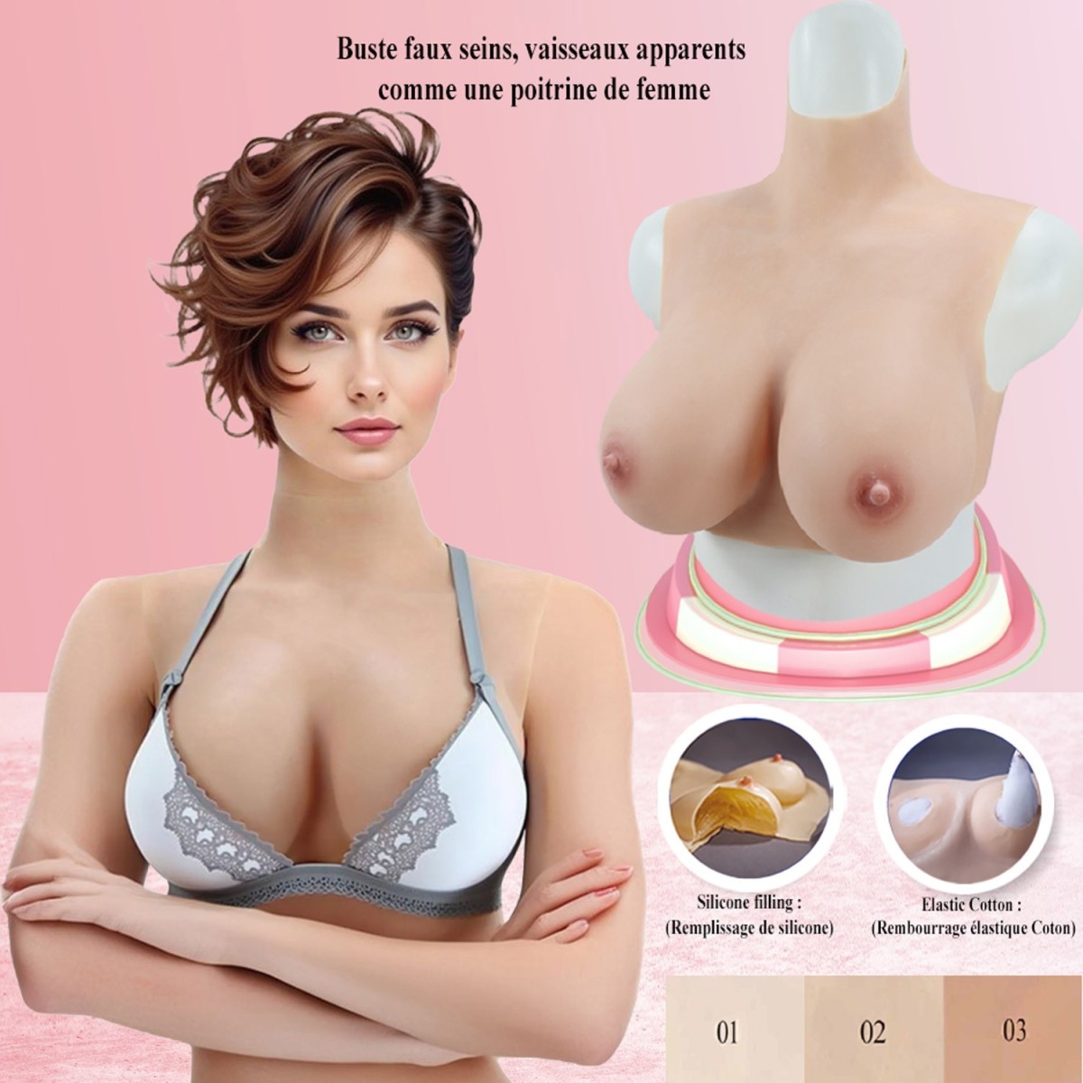 Buste faux seins, vaisseaux apparents comme une poitrine de femme Buste faux seins, vaisseaux apparents comme une poitrine de femme