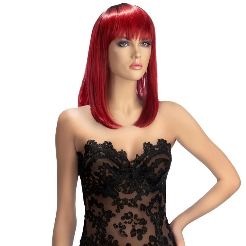 Perruque mi-longue Elvira rouge bicolore - World Wigs