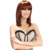 Perruque mi-longue Salome Rousse effilee avec frange - World Wigs