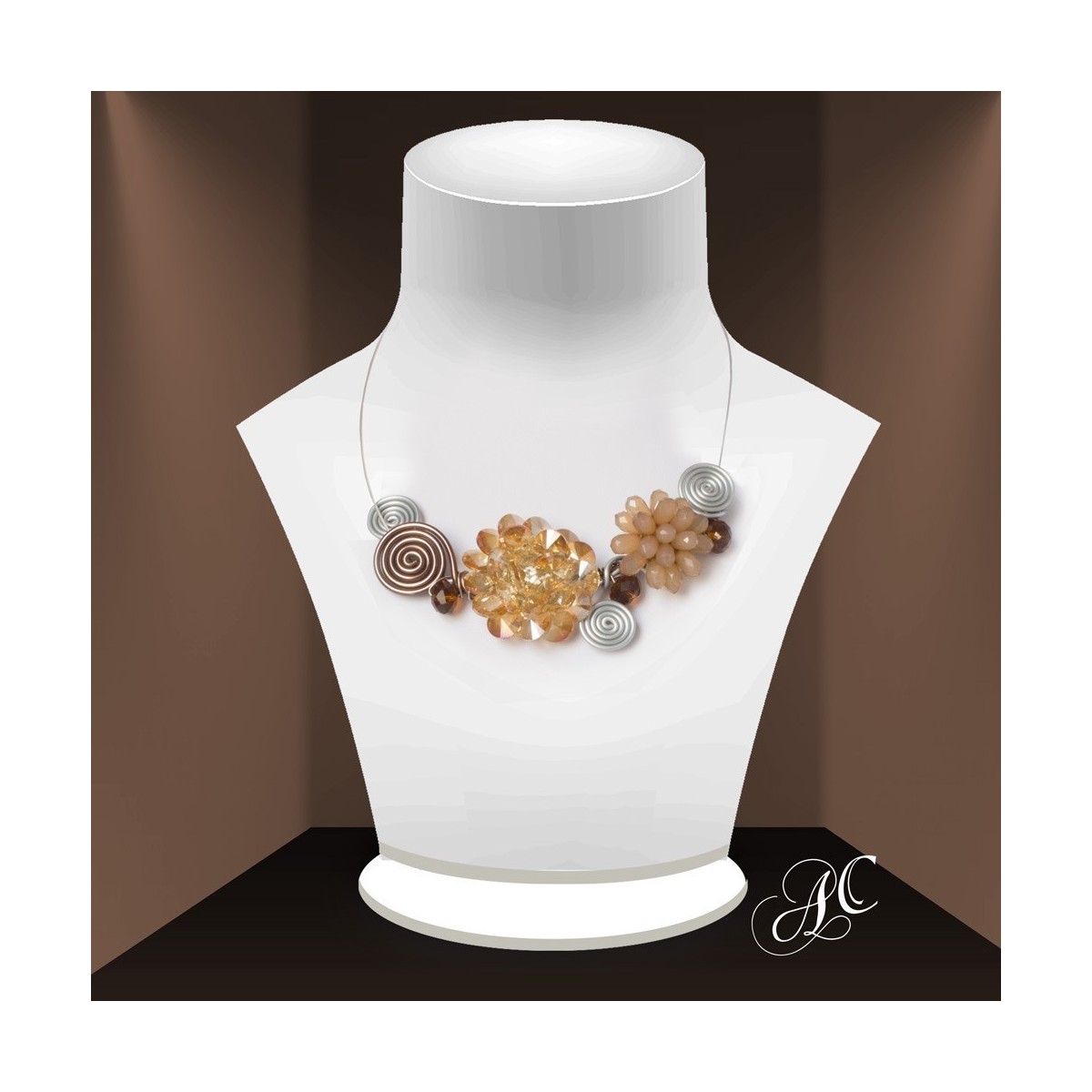 Collier fashion, motifs en cristal de résine Collier fashion, motifs en cristal de résine